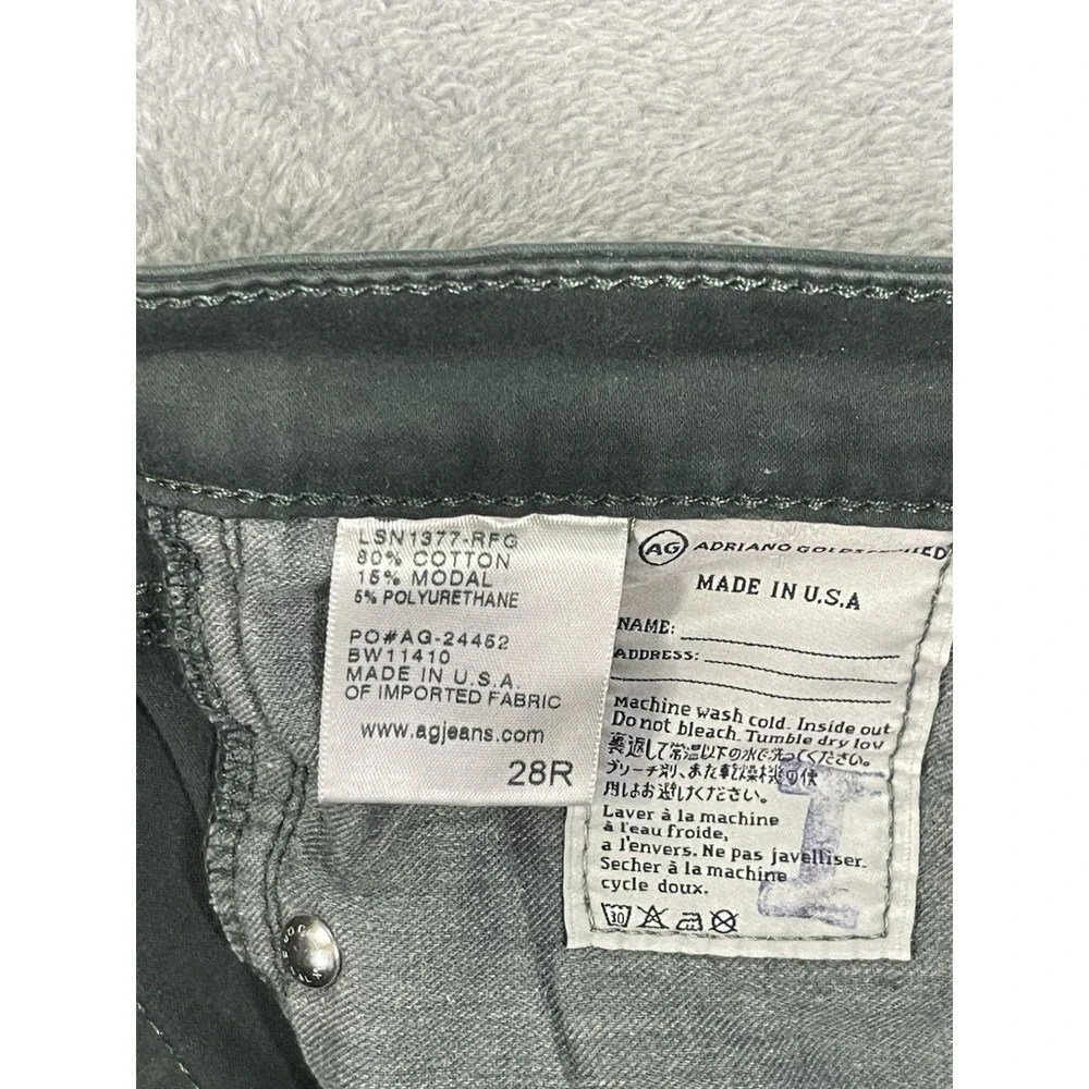 AG Adriano Goldschmied Chino Pants Womens 28R Green Soft Suede Skinny Ankle - Picture 8 of 9